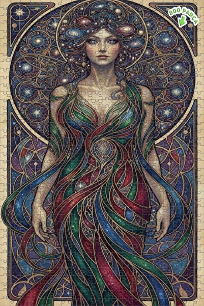 Teona Ahşap لغز خشبي مؤطر بطبقتين بتصميم فني تجريدي لسيدة الكون 800 قطعة 70×50