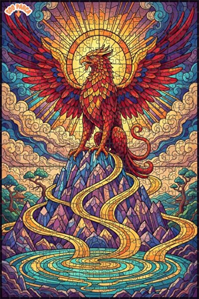 Teona Ahşap Gorgeous Phoenix Glass Mosaic Look Wooden Puzzle 500 Pieces 50X30