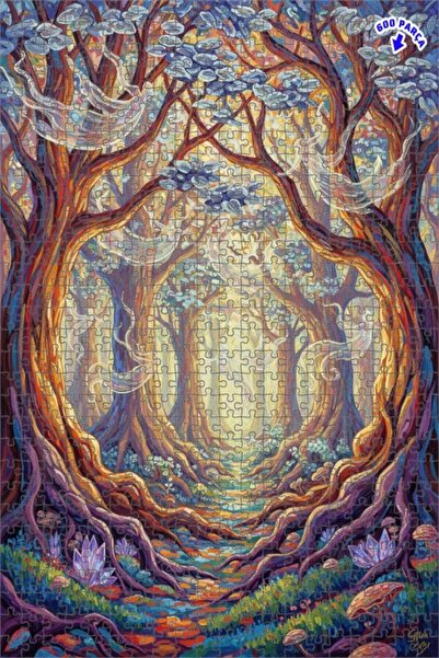 Teona Ahşap لغز خشبي مؤطر بطبقتين بمظهر لوحة زيتية لجنية الغابة السحرية 600 ق...