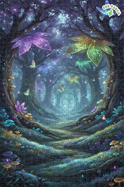 Teona Ahşap لغز خشبي مؤطر بطبقتين بمظهر لوحة زيتية لفراشات الغابة السحرية 800...