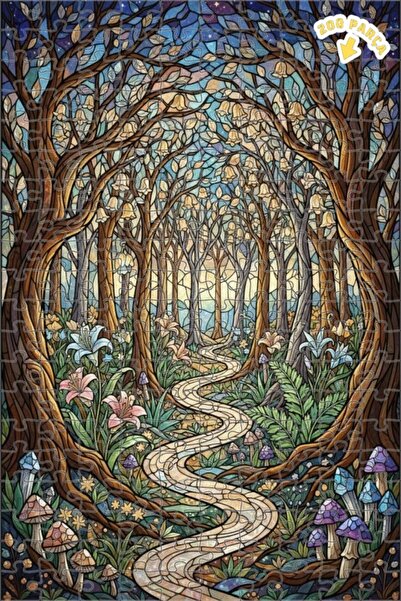 Teona Ahşap لغز خشبي مؤطر بطبقتين من مسار الغابة السحرية 200 قطعة 25x35