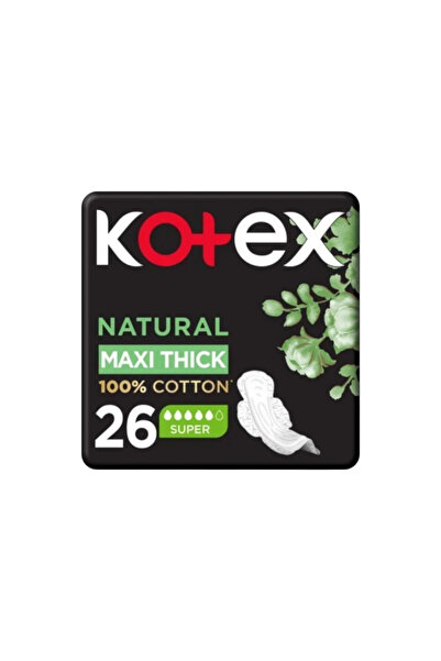 Kotex Maxi Thick Natural Super Pads, 26 Pads