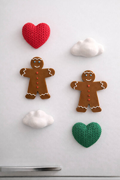 expres hediye Dekoratif Buzdolabı Magneti – Kurabiye Adam, Kalp ve Bulut Figü...