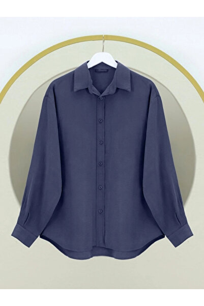 nedo7 قميص تينسل كوبرا بقصة بيضاوية - كحلي