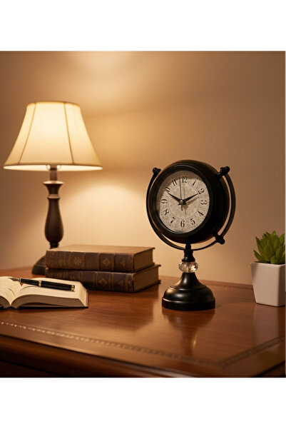 Butik Saat Elmas Modeli Siyah Metal Masa Saati | 31 x 18 xm |