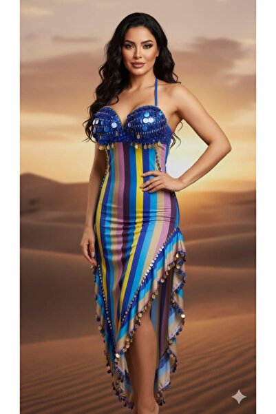RAHAF TİCARET Çok Renkli Oryantal Dans Elbisesi