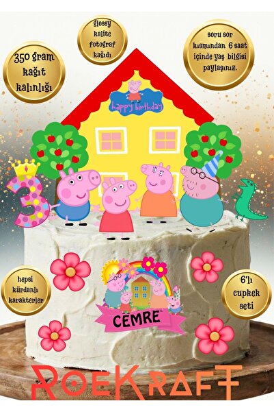 OEM Roekraft Peppa Pig temalı pasta süsü, Peppa Pig temalı Doğum günü seti