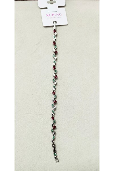 XUPING JEWELRY سوار شوبينغ فضي بتصميم أوراق الشجر، لا يسبب الحساسية، لا يتأكس...