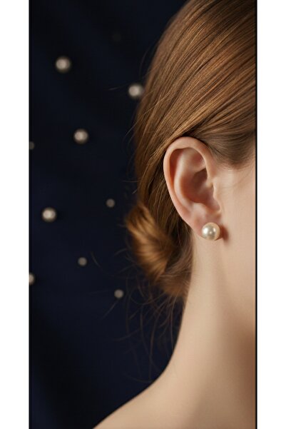 Nurtakı White Pearl, Black Pearl Colored Set of 6 Screw Ball Earrings