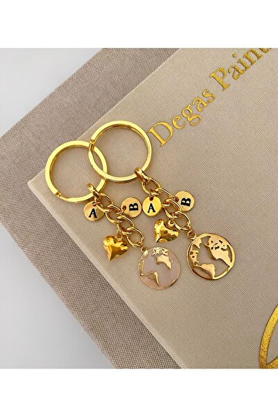 Elvia Atelier Breloc cu figurină cu două litere, cadou de Ziua Îndrăgostiților