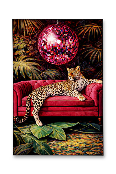 Rugs Modern Halı MOSSO Çok Renkli Disko Topu ve Çita Desenli Dokuma Taban Mod...