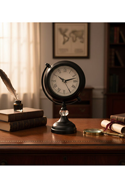Butik Saat Elmas Modeli Siyah Metal Masa Saati | 31 x 18 xm |