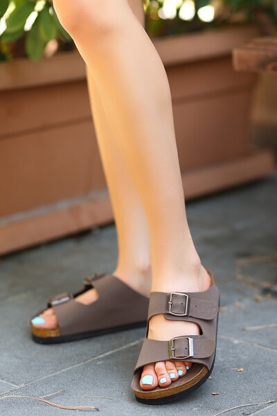 FRESCO SCARFS Rıno Brown Nubuck Slippers