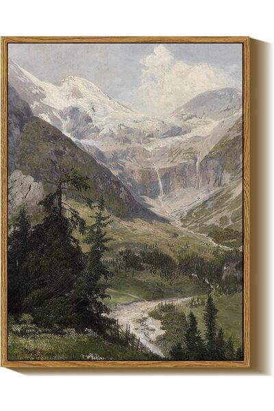 ALAYRA International Summer Mountain Landscape Wall Art with Outer Frame for ...