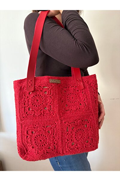 Nillys Women's Koton Rope Red Lined Shoulder Bag (33X27)