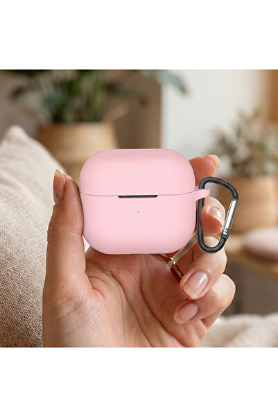 CaseOnn حافظة سامسونج جالاكسي بادز 3 مع حزام، سيليكون غير لامع باللون الوردي