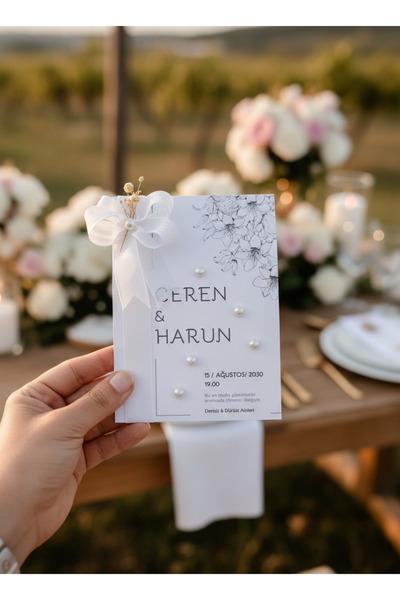 ByDeryaEvent Kişiye Özel İsim Ve Tarihli İncili Kurdeleli Düğün Nikah Nişan D...