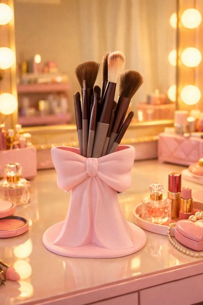 Dekor atolyem Makeup Brush Organizer |   Bow-Shaped Cosmetic Organizer Stand