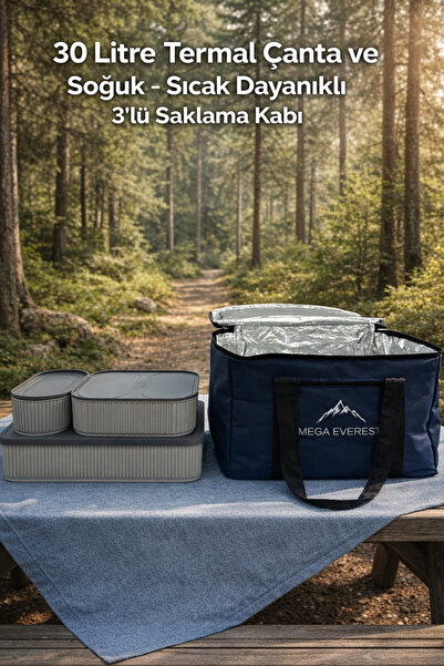 İ&A HOME 30 Litre Termal Çanta + Soğuk & Sıcak Dayanıklı 3’lü Saklama Kabı | ...