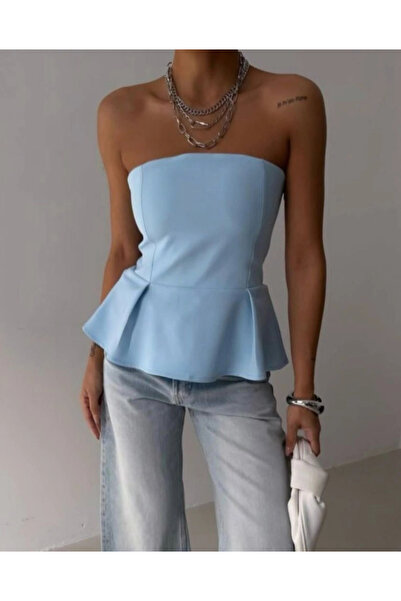 nedo7 Pleated Strapless Blouse