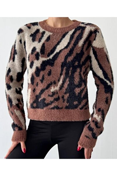 MELİSOUTLET Leopar triko kazak