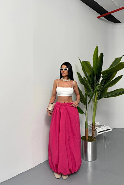 nedo7 تنورة بالون مطاطية من BEL مقاس شانيل من القماش الناعم - فوشيا