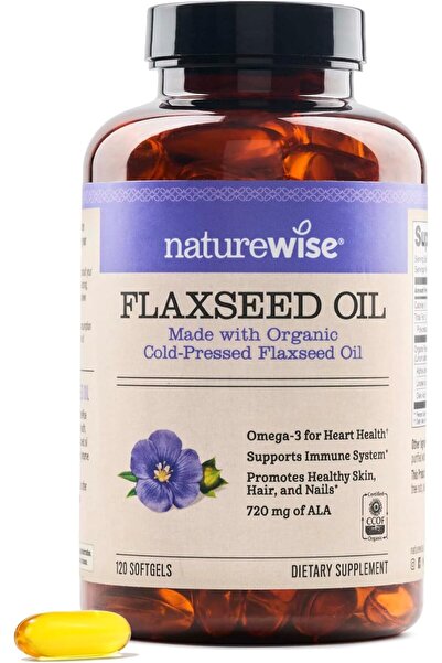 NatureWise ناتشروايز .مكمل من زيت بذور الكتان العضوي‏، 720ملجم للشعر والبشرة ...