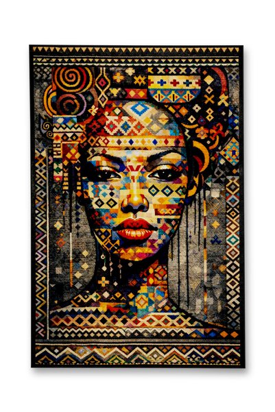 Rugs Modern Halı Mosso Multicolor Ethnic Woman Portrait Pattern Woven Base Vi...
