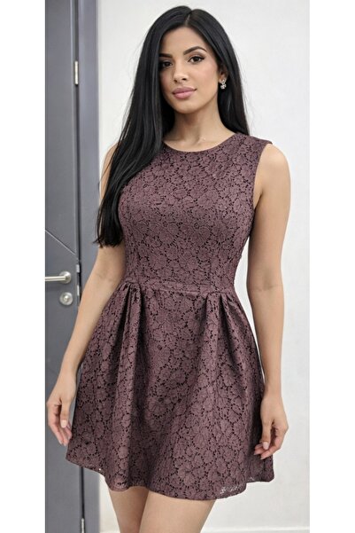 DİMA Mini rochie cu mâneci zero cu detaliu din dantelă