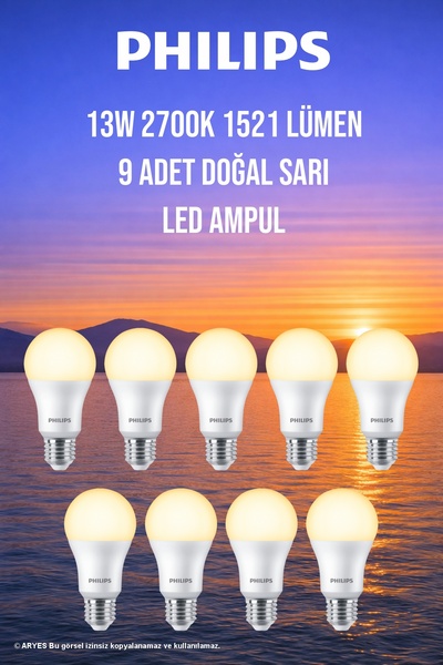 Philips 13W LED Ampul | 1521 Lümen Doğal Sarı Işık | E27 Avantaj Paket