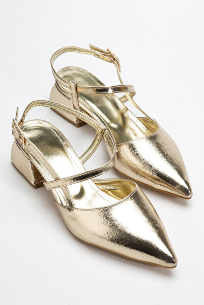 LEMUES SHOES Γυναικείες χρυσές κλασικές γόβες 3 εκ. με μυτερή μύτη