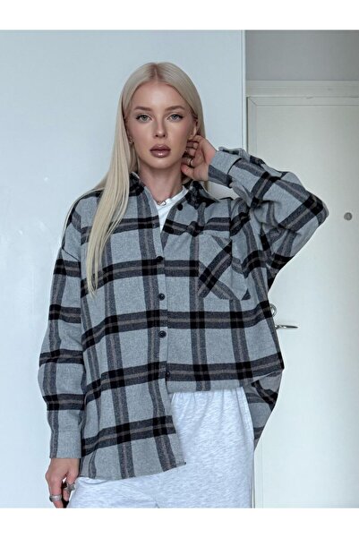 Homay Women's Plaid Oversized Lumberjack Cotton Shirt