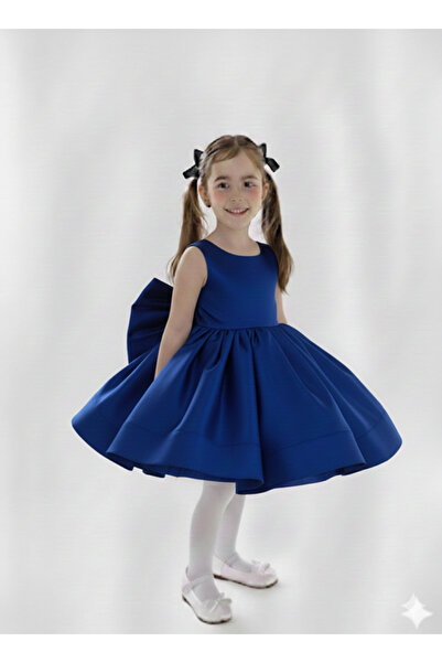 shop Girl's Cobalt Blue Satin Dress,Girl's Graduation Dress