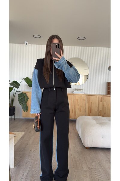 YVONNE Piliseli Penyeli Denim Garnili Takım