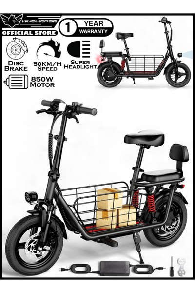 Wind Horse سكوتر كهربائي بمحرك 850 واط، مقعد مزدوج، بطارية 48 فولت 10 أمبير، ...