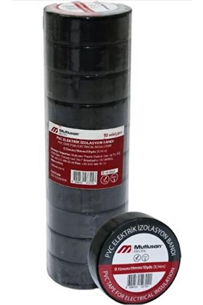 Mutlusan data-y542 10-19 شريط عازل 10 قطع (شريط كهربائي) أسود 065133001019