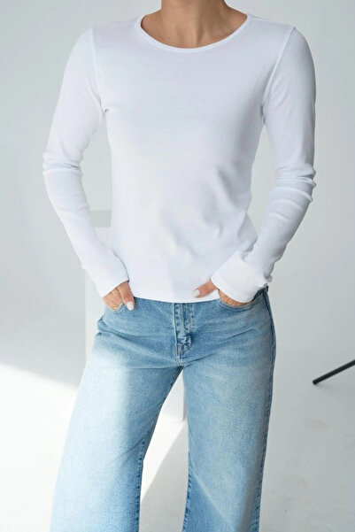 nedo7 Long Sleeve Knitted Body - White