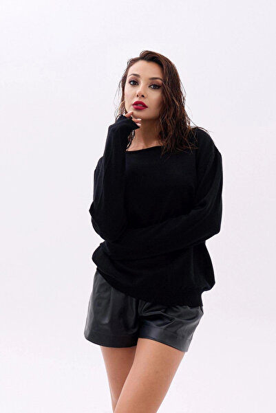 nedo7 4216 Knitwear Flat Sheath Sweater-Black