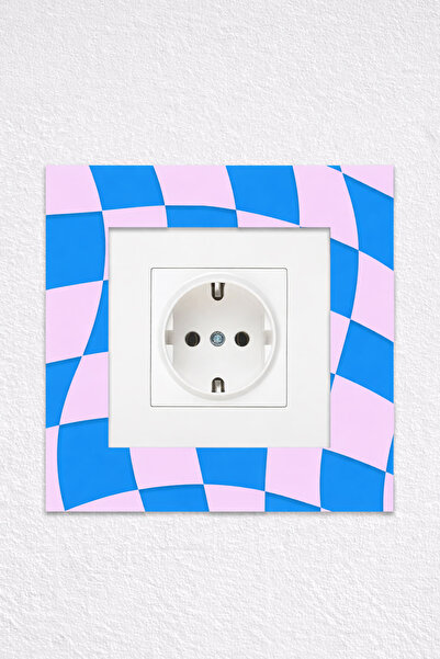 To Design Lab Dama Desenli Renkli Dekoratif Priz Anahtar Çerçevesi