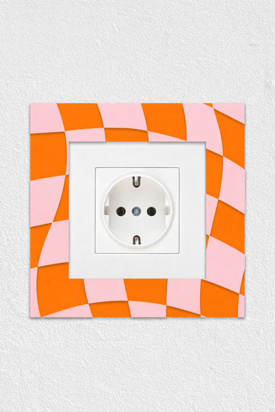 To Design Lab Dama Desenli Renkli Dekoratif Priz Anahtar Çerçevesi