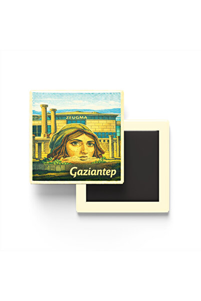 iBerk Mıknatıslı Buzdolap Magneti - Gaziantep - Zeugma Mozaik Müzesi - 9x9 cm