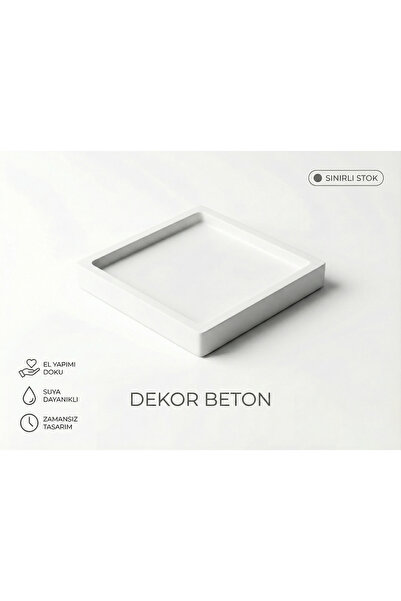 Esepix Kare Beton Dekoratif Tepsi Minimalist Takı Düzenleyici ve Anahtarlık O...