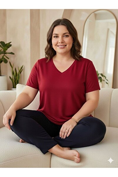 Vinola BÜYÜK BEDEN VİSKON KUMAŞ RAHAT KESİM BLUZ