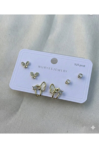 NURYES JEWERLY Gold renk 6’lı keşebek tasarım Çelik kolye