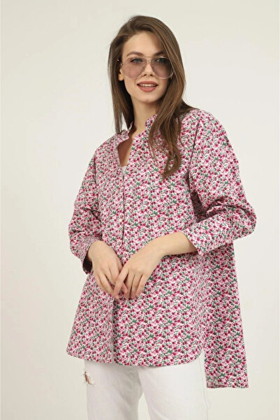 nedo7 Red V-Neck and Patterned Shirt