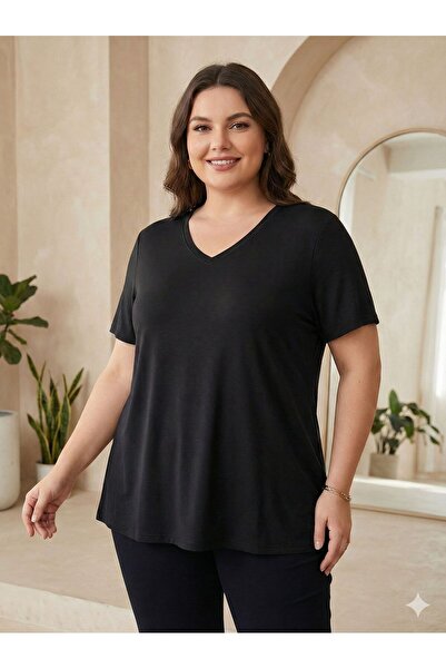 Vinola BÜYÜK BEDEN VİSKON KUMAŞ RAHAT KESİM BLUZ