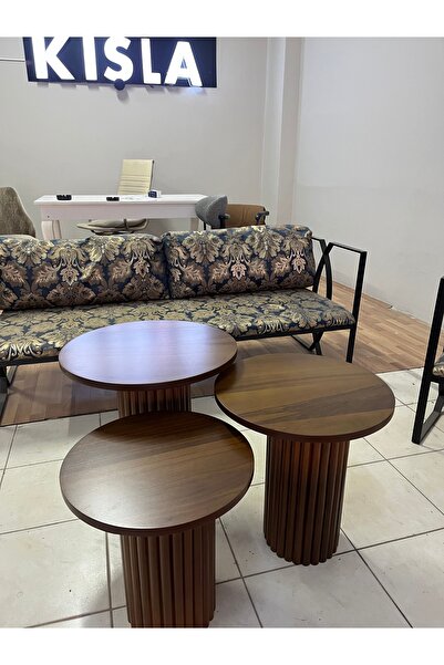 KIŞLA SANDALYE VE MASA Bohem 3’lü ZİGON SEHPA LAKE BOYALI