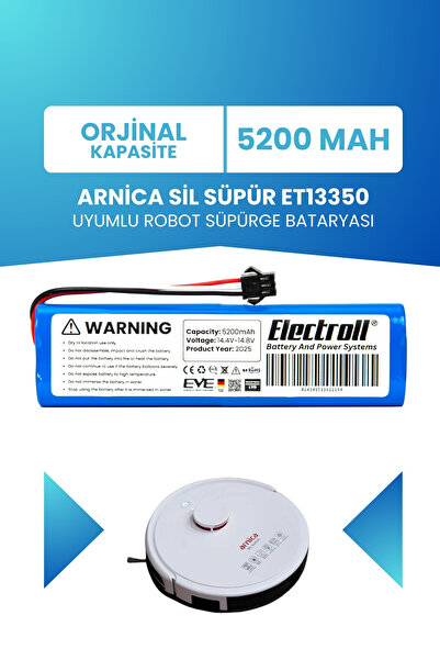 ELECTROLL Arnica Sil Süpür ET13350 Uyumlu Batarya (STANDART KAPASİTE) 5200mah...