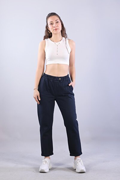 Mckanzie 4924 elastic waist button detailed trousers