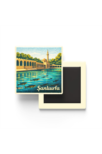 iBerk Şanlıurfa - Balıklıgöl - Baskılı Buzdolap Magneti Kare - 9x9 cm